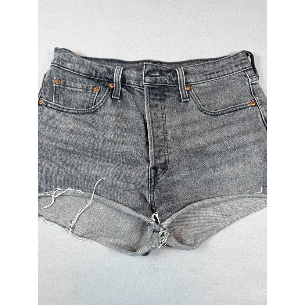 Levi's 501 Women's Denim Cutoff Shorts Size 28 Gray Black Distressed High Rise